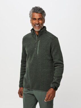 Figs On-Shift 1/4 Zip Sweater Knit Heather Moss Men Medium